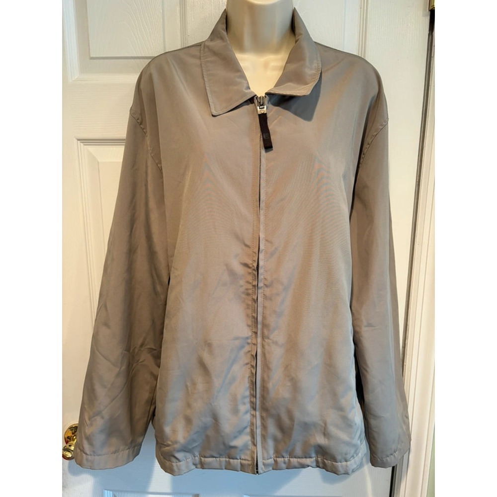Kenneth Cole Reaction Jacket Unisex L Beige Minimalist Lightweight Rain Coat